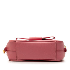 プラダ リボン ミニショルダーバッグ ポシェット ピンク サフィアーノレザー レディース PRADA 【中古】