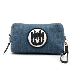 ミュウミュウ MMパリス ポーチ 5NE457 ブルー ブラック デニム レザー レディース MIUMIU 【中古】