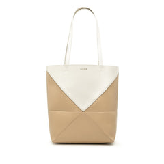 ロエベ パズルフォルド ミディアム トートバッグ ハンドバッグ ベージュ アイボリー レザー レディース LOEWE 中古