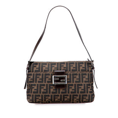 フェンディ ズッカ ワンショルダーバッグ 26566 ブラウン ブラック キャンバス レザー レディース FENDI 【中古】