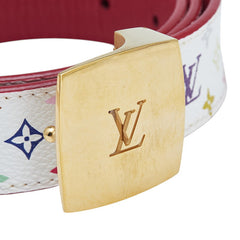 ルイ ヴィトン モノグラム マルチカラー サンチュール LVカット ベルト サイズ:80/32 M9682 ブロン ホワイト PVC レザー レディース LOUIS VUITTON 【中古】