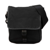 プラダ 三角ロゴプレート ショルダーバッグ ブラック ナイロン レザー レディース PRADA 【中古】