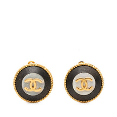 シャネル ココマーク ヴィンテージ ラウンド イヤリング ゴールド ブラック メッキ レディース CHANEL 【中古】