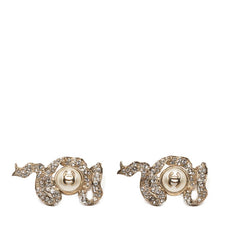 シャネル ココマーク リボン モチーフ ピアス ゴールド メッキ フェイクパール ラインストーン レディース CHANEL 【中古】