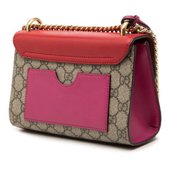 グッチ GGスプリーム パドロック チェーン ショルダーバッグ 409487 レッド ベージュ ピンク PVC レザー レディース GUCCI 【中古】