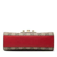 グッチ GGスプリーム パドロック チェーン ショルダーバッグ 409487 レッド ベージュ ピンク PVC レザー レディース GUCCI 【中古】