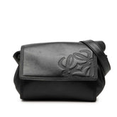 ロエベ アナグラム 斜め掛け ショルダーバッグ ブラック レザー レディース LOEWE 中古