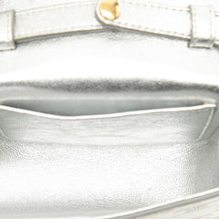 セリーヌ トリオンフ ミニ クロード 斜め掛け ショルダーバッグ ポシェット シルバー パテントレザー レディース CELINE 【中古】