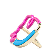 エルメス シュヴァル ネオン スカーフリング ゴールド ピンク ブルー メッキ レディース HERMES 【中古】