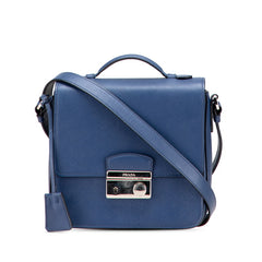 プラダ サフィアーノ ハンドバッグ ショルダーバッグ 2WAY ブルー シルバー レザー レディース PRADA 【中古】
