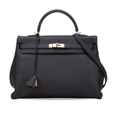 エルメス ケリー35 ハンドバッグ ショルダーバッグ 2WAY ブラック トゴ レディース HERMES 【中古】