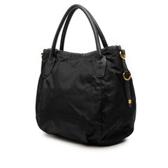 プラダ 三角ロゴプレート トートバッグ ハンドバッグ BR4420 ブラック ナイロン レザー レディース PRADA 【中古】