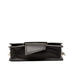 プラダ メタルリボン 斜め掛け チェーン ショルダーバッグ 1BH066 ブラック シティカーフ レディース PRADA 【中古】