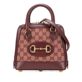 グッチ GGキャンバス ホースビット1955 ハンドバッグ ショルダーバッグ 2WAY 677212 ワインレッド ネイビー キャンバス レザー レディース GUCCI 【中古】