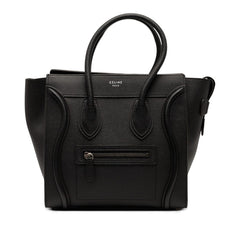 セリーヌ ラゲージ マイクロショッパー ハンドバッグ ブラック レザー レディース CELINE 【中古】