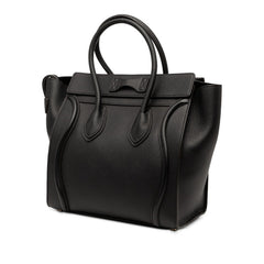 セリーヌ ラゲージ マイクロショッパー ハンドバッグ ブラック レザー レディース CELINE 【中古】
