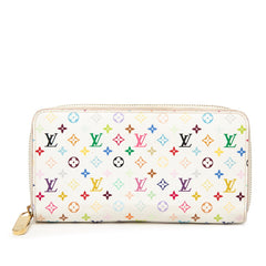 ルイ ヴィトン モノグラム マルチカラー ジッピーウォレット 長財布 M60241 ホワイト PVC レザー レディース LOUIS VUITTON 【中古】