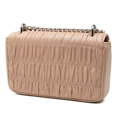 プラダ ロゴ チェーン ショルダーバッグ 1BD140 ベージュ レザー レディース PRADA 中古