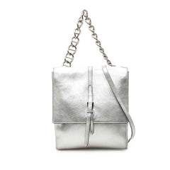 プラダ チェーン ハンドバッグ ショルダーバッグ 2WAY シルバー レザー レディース PRADA 中古