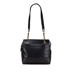 シャネル トリプルココマーク チェーン トートバッグ ブラック キャビアスキン レディース CHANEL 【中古】