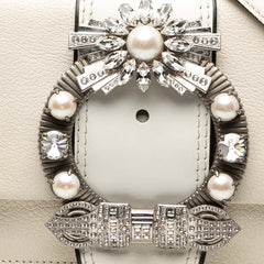 ミュウミュウ ビジュー マドラス ショルダーバッグ ホワイト レザー レディース MIUMIU 【中古】