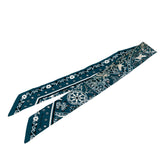 エルメス ツイリー Peuple du Vent 風の民 スカーフ ブルー ホワイト ブラック シルク レディース HERMES 【中古】