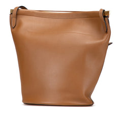セリーヌ ロゴ クラスプバケット ショルダーバッグ ブラウン レザー レディース CELINE 中古