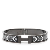 エルメス クリックHH バンダナ ブレスレット ブラック ホワイト メタル メンズ HERMES 【中古】