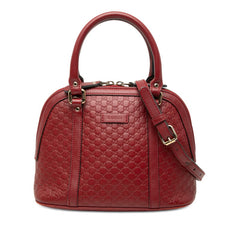 グッチ マイクログッチシマ ハンドバッグ ショルダーバッグ 2WAY 449654 レッド レザー レディース GUCCI 【中古】