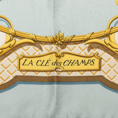 エルメス カレ90 LA CLE des CHAMPS 自由の天地への鍵 スカーフ 大判 ブルー系 マルチカラー シルク レディース HERMES 【中古】
