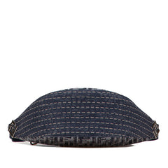 フェンディ ズッカ メロン スモール クロスボディバッグ ショルダーバッグ 7VA635 グレー ネイビー キャンバス レザー レディース FENDI 【中古】