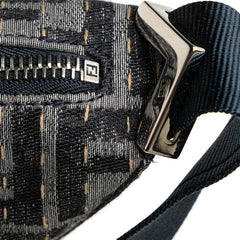 フェンディ ズッカ メロン スモール クロスボディバッグ ショルダーバッグ 7VA635 グレー ネイビー キャンバス レザー レディース FENDI 【中古】