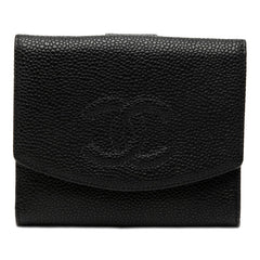 シャネル ココマーク 二つ折り財布 ブラック キャビアスキン レディース CHANEL 【中古】