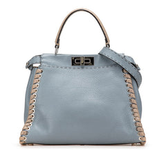 フェンディ ピーカブー セレリア ハンドバッグ ショルダーバッグ 2WAY 8BN290 ブルー ベージュ グレー レザー レディース FENDI 【中古】