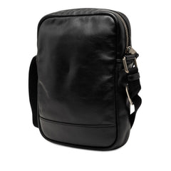 サンローラン ロゴ ショルダーバッグ クロスボディバッグ 斜めかけ ブラック レザー メンズ SAINT LAURENT 【中古】