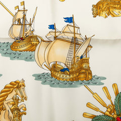 エルメス カレ90 VOILES DE LUMIERE 光の帆船 スカーフ 大判 ホワイト マルチカラー シルク レディース HERMES 中古