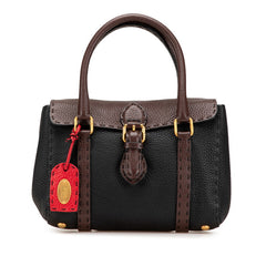 フェンディ セレリア ミニリンダ ミニハンドバッグ 8BR486 ブラウン ブラック レザー レディース FENDI 【中古】