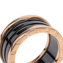 ブルガリ B-zero1 ビーゼロワン リング 指輪 #62 セラミック K18PG ピンクゴールド 750 レディース BVLGARI 【中古】