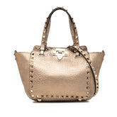 ヴァレンティノ ガラヴァーニ ロックスタッズ ミニ ハンドバッグ ショルダーバッグ 2WAY ゴールド レザー レディース VALENTINO 【中古】