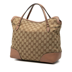 グッチ GGキャンバス ハンドバッグ トートバッグ 353120 ベージュ ブラウン キャンバス レザー レディース GUCCI 【中古】