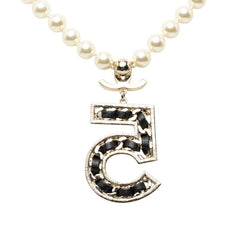 シャネル ココマーク No.5 B23P ネックレス ゴールド ブラック メッキ フェイクパール ラインストーン レディース CHANEL 【中古】