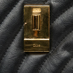 クロエ ドリュー キルティング 斜め掛け ショルダーバッグ ターンロック ブラック ゴールド カーフ レディース Chloe 【中古】