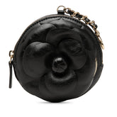 シャネル カメリア マトラッセ コインケース 小銭入れ ブラック ラムスキン レディース CHANEL 【中古】