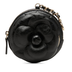 シャネル カメリア マトラッセ コインケース 小銭入れ ブラック ラムスキン レディース CHANEL 【中古】