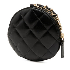 シャネル カメリア マトラッセ コインケース 小銭入れ ブラック ラムスキン レディース CHANEL 【中古】