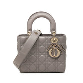 ディオール カナージュ レディディオール スモール ハンドバッグ ショルダーバッグ 2WAY グレー ラムスキン レディース Dior 中古