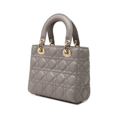 ディオール カナージュ レディディオール スモール ハンドバッグ ショルダーバッグ 2WAY グレー ラムスキン レディース Dior 中古