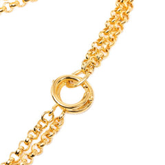 シャネル ココマーク ダブルハート ヴィンテージ 2連 チェーン ペンダント ネックレス ゴールド メッキ レディース CHANEL 【中古】