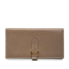 エルメス ベアンスフレ 長財布 エトゥープ グレージュ ヴォーエプソン レディース HERMES 【中古】