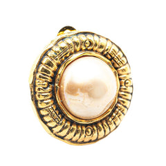 シャネル ラウンド フェイクパール イヤリング ゴールド メッキ レディース CHANEL 【中古】